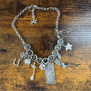 Love Texas Western Sterling Silver and Typewriter Key Charm Necklace